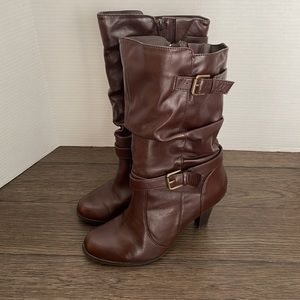Eva and Zoe size 7 1/2 M, mid calf boots, rich brown.